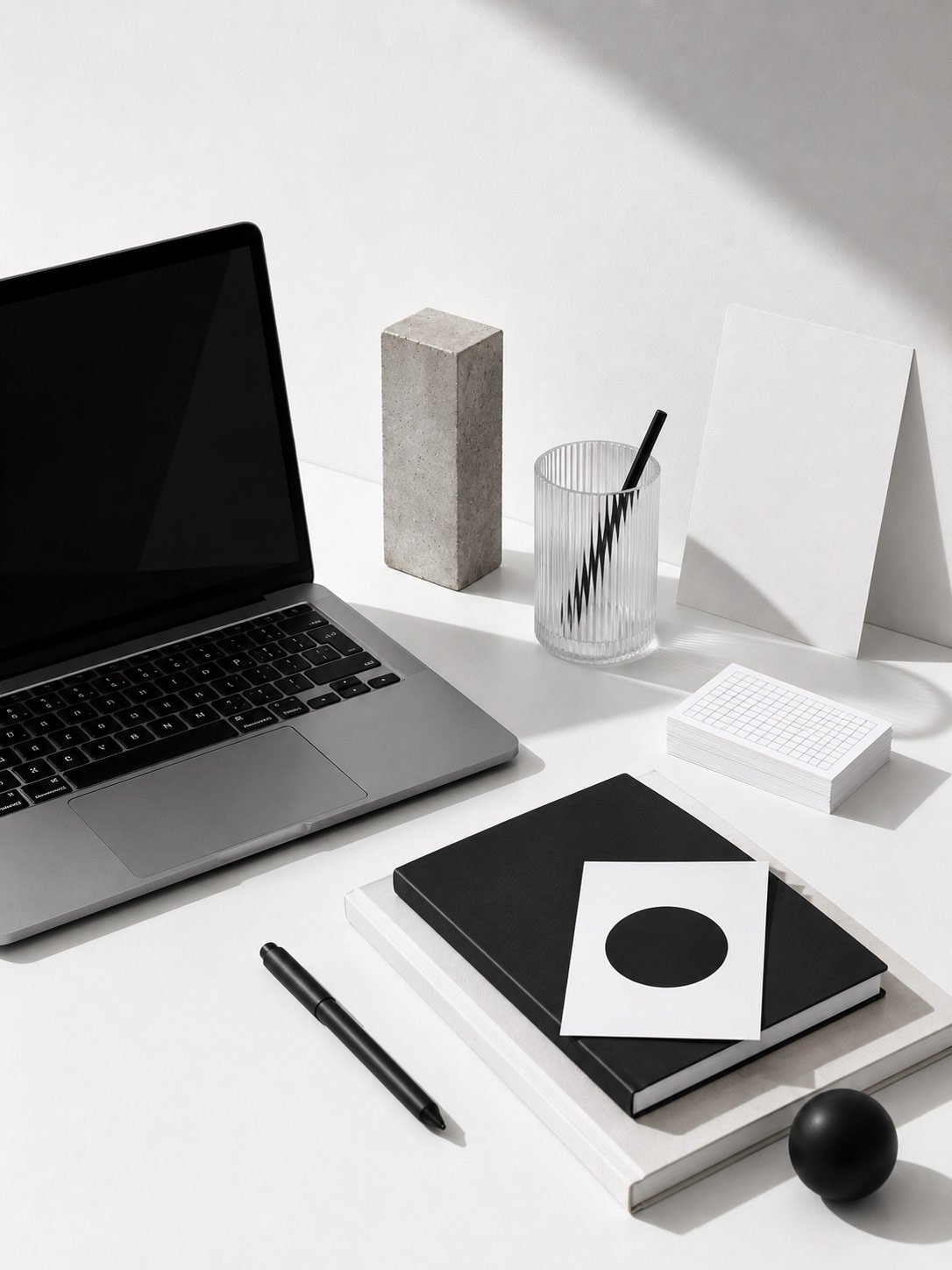 Minimal editorial workspace featuring modern AI tools and digital culture inspired objects.