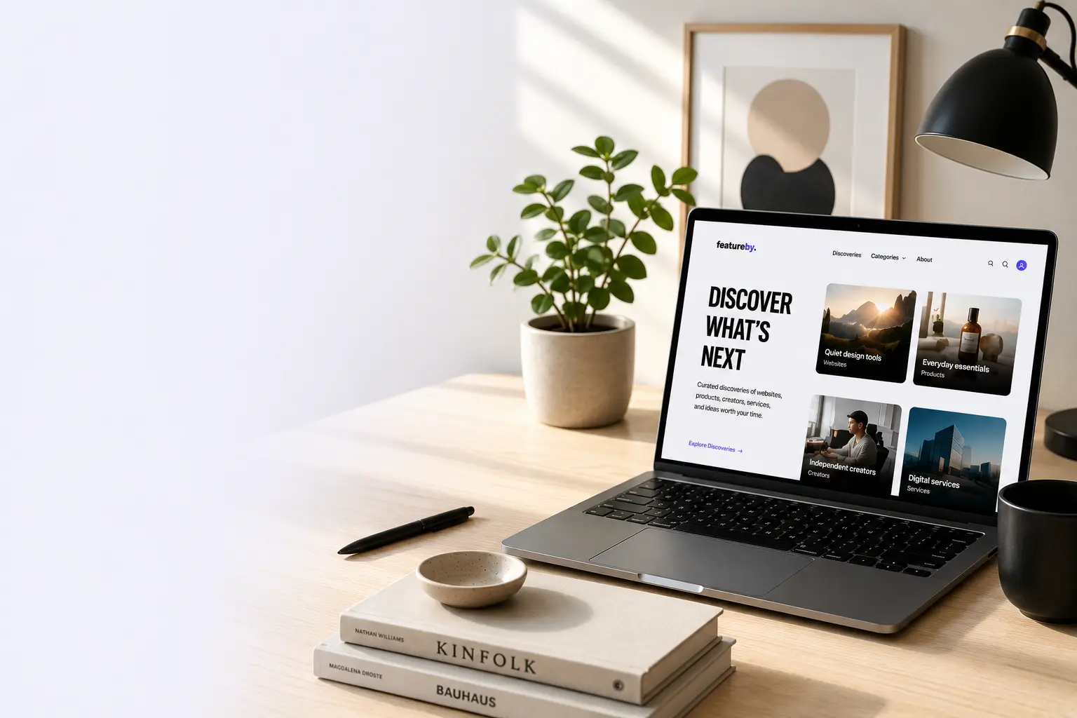 Featureby discovery platform shown on a laptop